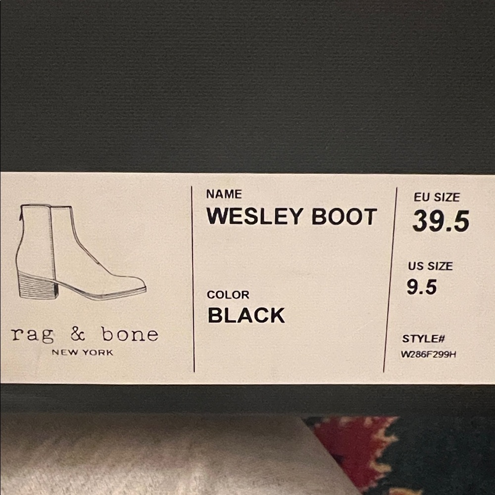Rag & Bone Wesley Black Ankle Boots 9.5